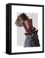 Grey Cat with Steampunk Top Hat-Fab Funky-Framed Stretched Canvas