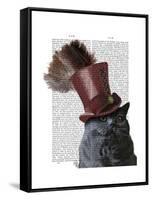 Grey Cat with Steampunk Top Hat-Fab Funky-Framed Stretched Canvas