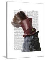 Grey Cat with Steampunk Top Hat-Fab Funky-Stretched Canvas