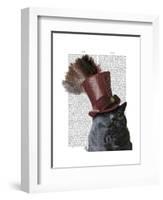 Grey Cat with Steampunk Top Hat-Fab Funky-Framed Art Print