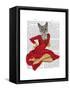 Grey Cat with White Rose-Fab Funky-Framed Stretched Canvas