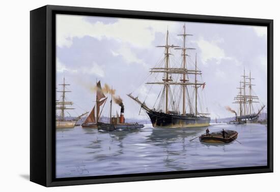 Grey Day on the Thames, 2009-James Brereton-Framed Stretched Canvas