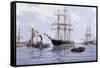 Grey Day on the Thames, 2009-James Brereton-Framed Stretched Canvas