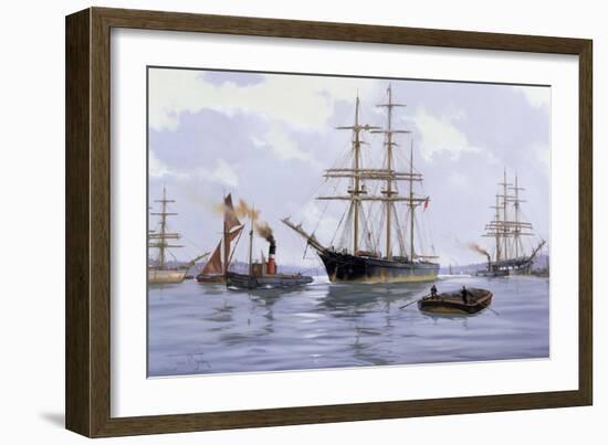 Grey Day on the Thames, 2009-James Brereton-Framed Giclee Print