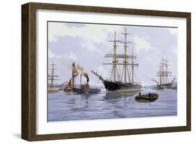 Grey Day on the Thames, 2009-James Brereton-Framed Giclee Print