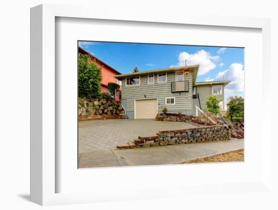 Grey Green Newly Remodeled Two Level House Exterior.-Iriana Shiyan-Framed Photographic Print