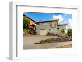 Grey Green Newly Remodeled Two Level House Exterior.-Iriana Shiyan-Framed Photographic Print