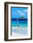 Grey Heron on Maldives Beach-null-Framed Art Print