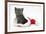 Grey Kitten in a Father Christmas Hat-Mark Taylor-Framed Photographic Print