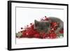 Grey Kitten with Christmas Decorations, Tinsel and Holly Berries-Mark Taylor-Framed Photographic Print