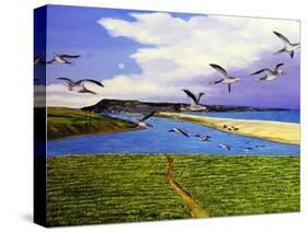Grey Lag Geese Landing on the Fleet, 2008-Liz Wright-Stretched Canvas