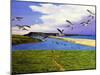 Grey Lag Geese Landing on the Fleet, 2008-Liz Wright-Mounted Giclee Print