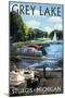 Grey Lake - Sturgis, Michigan - Pontoon Boats-Lantern Press-Mounted Art Print