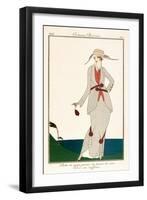 Grey Linen Ladies Suit with Taffetta Waistcoat, from 'Costumes Parisiens' 1914-null-Framed Giclee Print