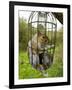 Grey Squirrel Trapped Inside a Squirrel Proof Bird Feeder-null-Framed Photographic Print