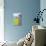 Grey, Teal And Yellow Abstract Art Painting-null-Poster displayed on a wall