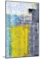 Grey, Teal And Yellow Abstract Art Painting-null-Mounted Poster