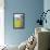 Grey, Teal And Yellow Abstract Art Painting-null-Framed Poster displayed on a wall