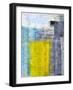 Grey, Teal And Yellow Abstract Art Painting-T30Gallery-Framed Art Print