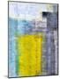Grey, Teal And Yellow Abstract Art Painting-T30Gallery-Mounted Art Print