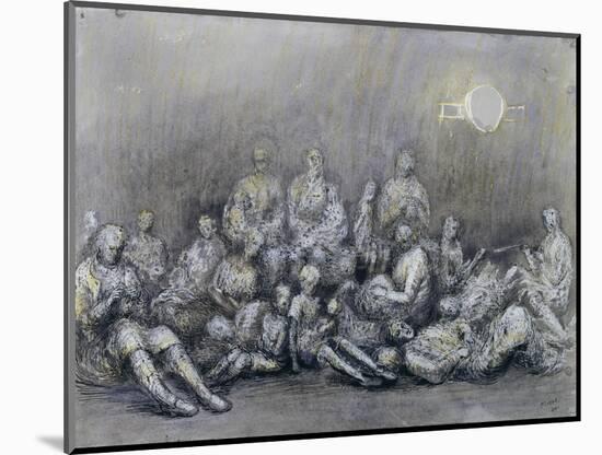 Grey Tube Shelter-Henry Moore-Mounted Giclee Print
