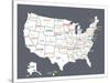 Grey USA Map-Kindred Sol Collective-Stretched Canvas