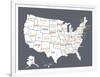 Grey USA Map-Kindred Sol Collective-Framed Art Print