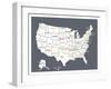 Grey USA Map-Kindred Sol Collective-Framed Art Print