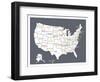 Grey USA Map-Kindred Sol Collective-Framed Premium Giclee Print