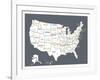 Grey USA Map-Kindred Sol Collective-Framed Art Print