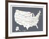 Grey USA Map-Kindred Sol Collective-Framed Art Print