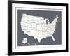 Grey USA Map-Kindred Sol Collective-Framed Art Print