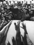 Rebel Leader Fidel Castro Being Cheered by a Village Crowd on His Victorious March to Havana-Grey Villet-Photographic Print
