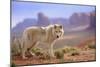 Grey Wolf (Canis lupus) adult, standing in high desert, Monument Valley, Utah-Jurgen & Christine Sohns-Mounted Photographic Print