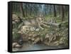 Grey Wolf Mother and Pups-Robert Wavra-Framed Stretched Canvas