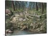 Grey Wolf Mother and Pups-Robert Wavra-Stretched Canvas