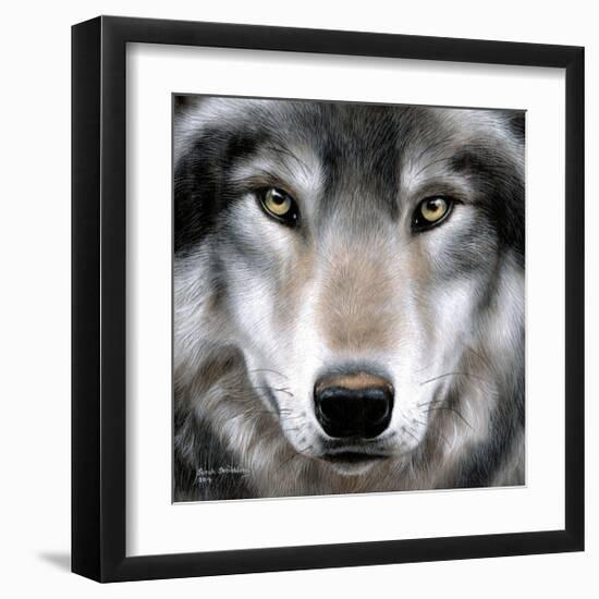 Grey Wolf Portrait-Sarah Stribbling-Framed Giclee Print