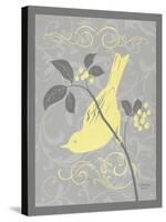 Grey & Yellow Bird I-Gwendolyn Babbitt-Stretched Canvas