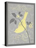 Grey & Yellow Bird I-Gwendolyn Babbitt-Stretched Canvas