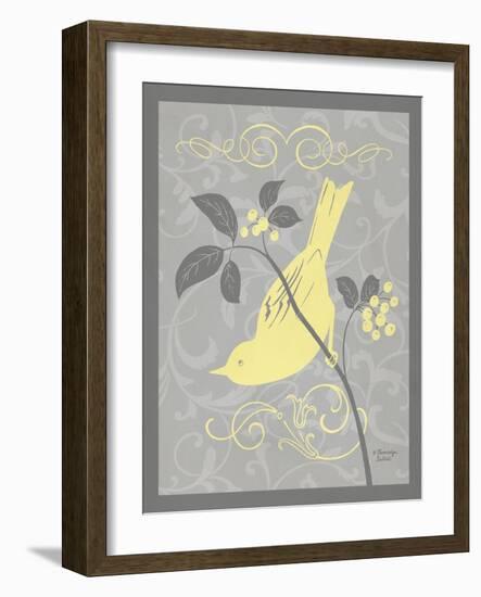 Grey & Yellow Bird I-Gwendolyn Babbitt-Framed Art Print