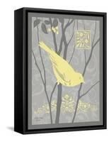 Grey & Yellow Bird II-Gwendolyn Babbitt-Framed Stretched Canvas