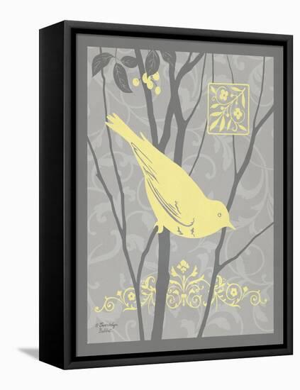 Grey & Yellow Bird II-Gwendolyn Babbitt-Framed Stretched Canvas