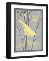 Grey & Yellow Bird II-Gwendolyn Babbitt-Framed Art Print