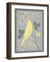 Grey & Yellow Bird III-Gwendolyn Babbitt-Framed Art Print