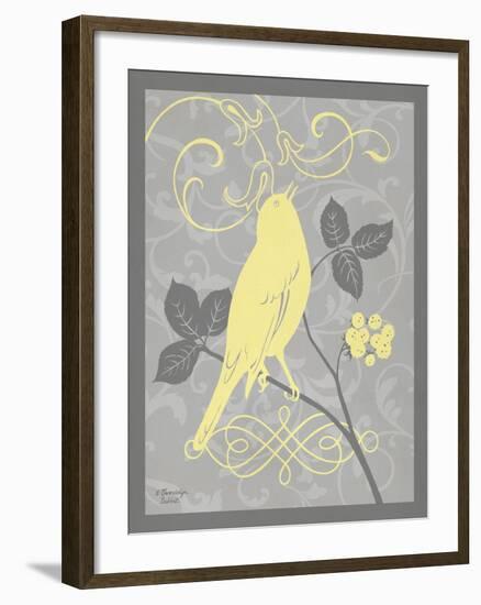 Grey & Yellow Bird III-Gwendolyn Babbitt-Framed Art Print