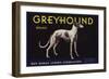 Greyhound Brand - San Dimas, California - Citrus Crate Label-Lantern Press-Framed Art Print