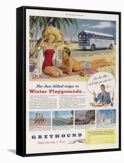 Greyhound Coaches Take You to Winter Sunshine at Scarcely More Cost Than Staying at Home-null-Framed Stretched Canvas