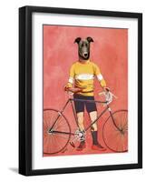 Greyhound Cyclist-Fab Funky-Framed Art Print