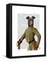 Greyhound Fencer Dark Portrait-Fab Funky-Framed Stretched Canvas