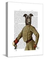 Greyhound Fencer Dark Portrait-Fab Funky-Stretched Canvas